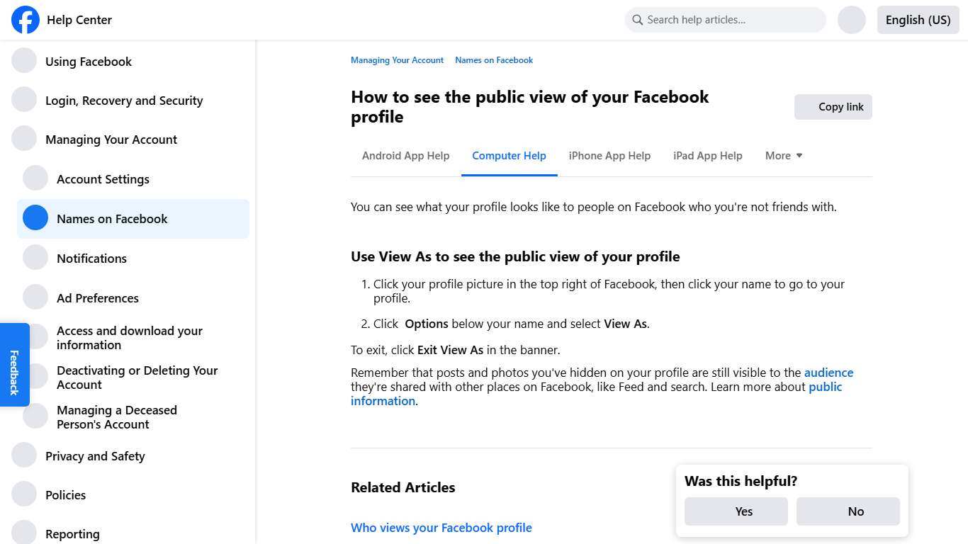 How to see the public view of your Facebook profile Facebook Help Center